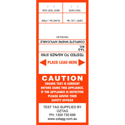 Generic orange test tags pack of 100