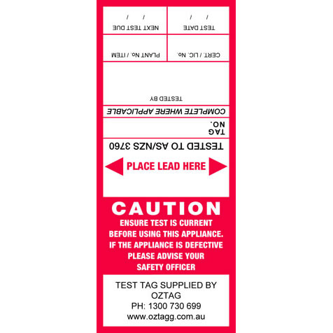 Generic red test tags pack of 100